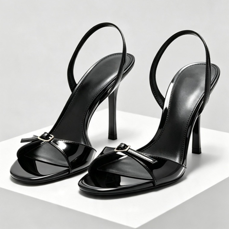 Formal Belt Leather Thin - Sandalen met metalen riemgesp, van gepatenteerd