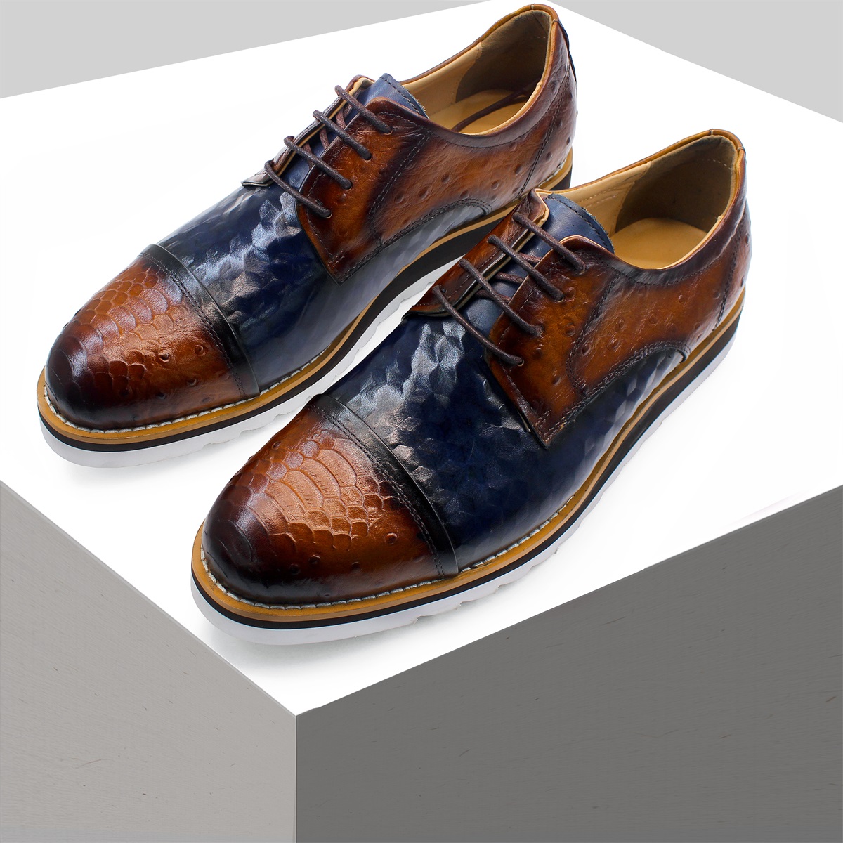 Men Formal Wear With Sneakers - Luxe lederen herensneakers Italiaanse volnerf koeienhuid