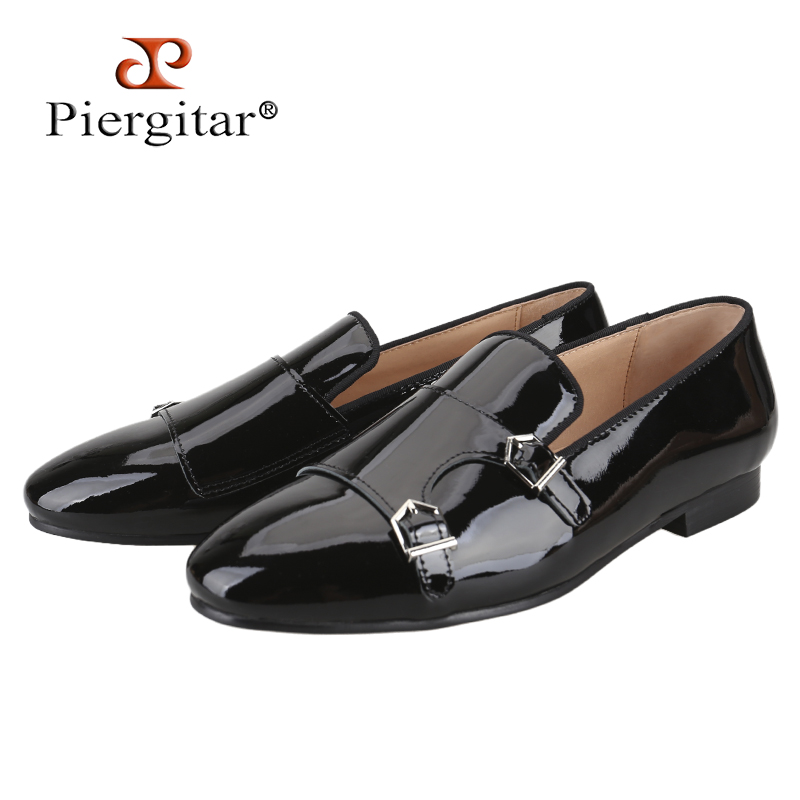 Men'S Formal Party Wear Shoes - Piergitar Nieuwe Zwarte Kleur Lakleer Heren