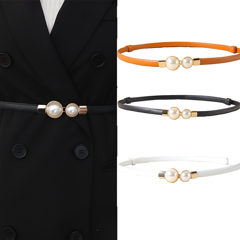 Formal Belt Leather Thin - Elegante vintage parel taille ketting dunne