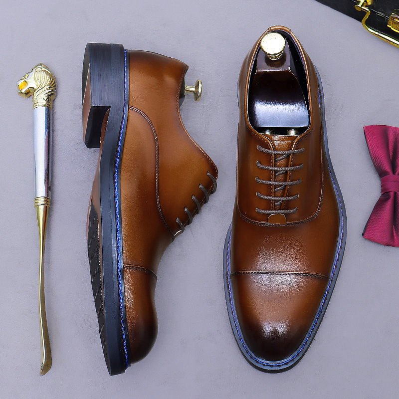 Cognackleurige cap-toe oxfords - Formal Men Daily Wear Footwear recensie en prijs